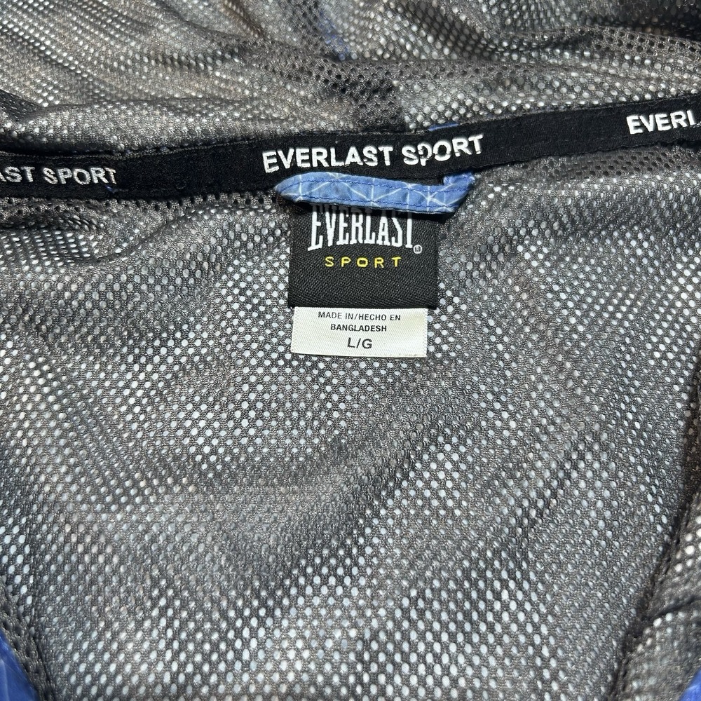 Everlast Sport Men's Large Blue Geometric Windbreaker Jacket Full Zip Hooded - Picture 7 of 11